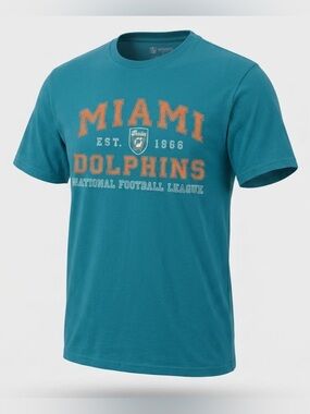 Vtg 90s Y2K NFL Miami Dolphins T-Shirt Mens M Teal Blue Old Graphic SS Boxy USA